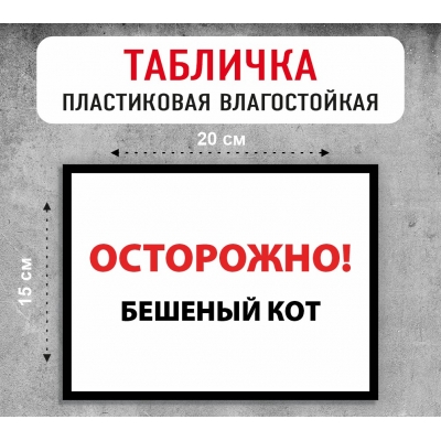 Табличка "Осторожно! Бешеный кот"