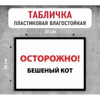 Табличка "Осторожно! Бешеный кот"